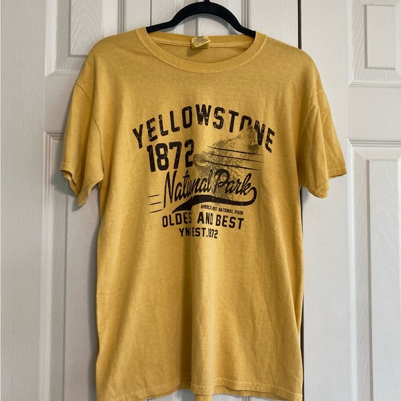 Gildan Tops - 🍀Yellowstone National Park Distressed Gold/Brown Tee